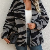 Resim Kadınlar için Aztek Kabile Desenli Ceket - Siyah Beyaz Kahverengi Bej Altın Fermuarlı Mont, Retro Boho Dış Giysi, Çift Yönlü Fermuar Kapatma, Makinede Yıkanabilir İlkbahar/Sonbahar Şık Partiler Festival ve Günlük Stiller (Çizgili & Benzer Nitelikteki Modeller) 