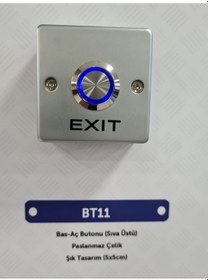 Resim Bt11 Kapı Açma Butonu Paslanmaz Çelik Led Işıklı 