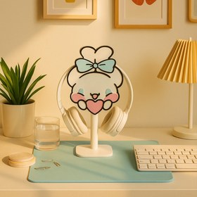 Resim Cinnamoroll Temalı Kulaklık Tutucu - Oyuncu Masası Aksesuarı | Gaming Setup Kulaklık Standı - Pastel Mavi / Mavi 