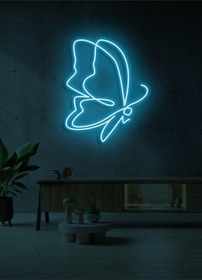 Resim Kelebek Figürlü Neon Tabela Turkuaz 