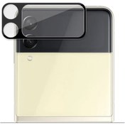 Resim Microcase Samsung Galaxy Z Flip 3 Kamera Camı Lens Koruyucu Tempered Glass - Siyah AL3122 