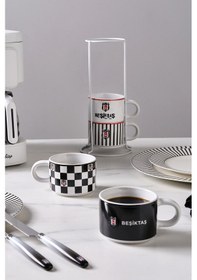 Resim Karaca X Beşiktaş 4 Kişilik Standlı Çay Fincan Takımı 180 Ml Siyah 