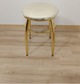 Resim Evko Mobilya Tabure, Bar Taburesi, 2'li Tabure, Gold Ayaklı-krem 