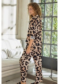 Resim Gizzey Kadın Uzun Kol Önden Düğmeli Leopar Pijama Takım C7t0n112 001 