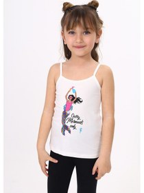 Resim Toontoy Kids Toontoy Kız Çocuk Deniz Kızı Baskılı Pul İşlemeli Atlet Ekru 