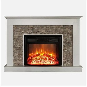 Resim Dekoratif Taş Şömine Beyaz 