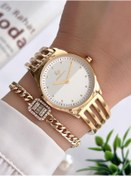 Resim Revello By Grinicci Seri Çelik Taşlı Özel Altın Kaplama 30 Mt Su Geçirmez Bileklik Lady Wristw 