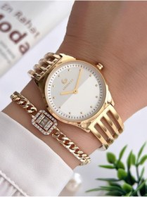 Resim Revello By Grinicci Seri Çelik Taşlı Özel Altın Kaplama 30 Mt Su Geçirmez Bileklik Lady Wristw 