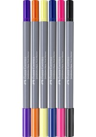 Resim Faber-Castell Goldfaber Aqua 6’lı Çift Uçlu Marker Seti,Fantasy Renkleri,Su Bazlı, Fırça ve Fineliner Uçlu 