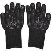 Resim Suntek Barbekü Fırın Eldivenleri Kalın Çift Katmanlı Siyah 