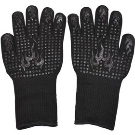 Resim Suntek Barbekü Fırın Eldivenleri Kalın Çift Katmanlı Siyah 