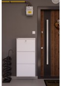 Resim Ceha Kilitli 3'lü Metal Ayakkabılık - Kar Beyaz K.AYK-3 /AB9003/KL 