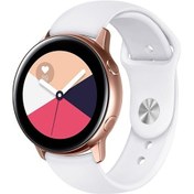 Resim Sones Samsung Galaxy Uyumlu Watch Active2 Bluetooth Sürümü 40mm Akıllı Saat Düz Renk Silikon Saat Kordonu, Boyut: S 