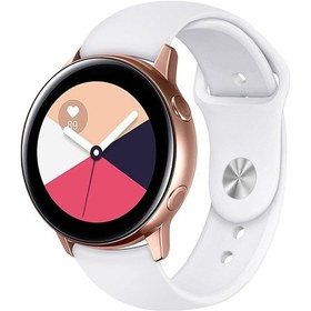 Resim Sones Samsung Galaxy Uyumlu Watch Active2 Bluetooth Sürümü 40mm Akıllı Saat Düz Renk Silikon Saat Kordonu, Boyut: S 