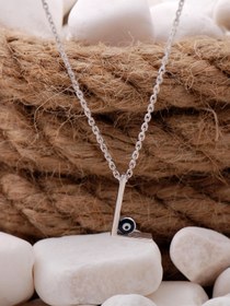 Resim Sümer Telkari L Harf Nazar Boncuklu Rodyumlu Gümüş Kolye 45 