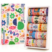 Resim 35 Rulo Wası Tape Seti - Renkli Çiçekli ve Desen Tasarımları, Su Geçirmez, Toksik Olmayan, Scrapbooking, Dergi Tutma ve El Sanatları için İdeal, El Sanatları Malzemeleri | Canlı Desenler | Su Geçirmez Bant 