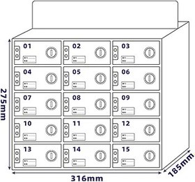 Resim Duvara Monte Akrilik Telefon Soyunma Kutusu - 15 Yuvalı Kilitli ve Anahtarlı Şeffaf Cep Telefonu Saklama Dolabı - Ofisler, Okullar ve Etkinlikler için Güvenli Telefon Hapishanesi 