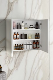 Resim ÖZCEDEN Çiğdem 80 cm Beyaz MDF Aynalı Asma Banyo Üst Dolabı 