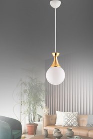 Resim GYK LİGHT Minel Beyaza Gold Detaylı Tekli Modern Aydınlatma 