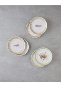 Resim English Home Amore Porselen 6'lı Pasta Seti 19 Cm Pembe - Yeşil Pembe - Yeşil 
