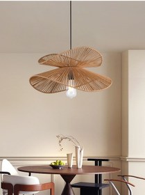 Resim Reid 2 Katlı İpli Hasır Bohem Sarkıt Avize Kahverengi 