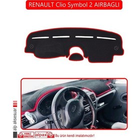 Resim Renault Symbol 2011+ Aırbaglıtorpido Koruma Halısı Kırmızı Kenar 