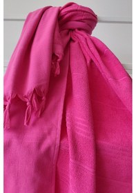 Resim Havlu Peştemal 90x175cm - %100 Pamuk Plaj & Havuz Havlusu Fuşya 