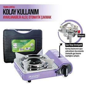 Resim Orcamp Pro Mini Çantalı Gaz Stop Emniyetli Kamp Ocağı Mor 