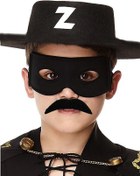 Resim NessiWorldSiyah Renk Zorro Şapkası Zorro Maskesi ve Zorro Bıyık Çocuk Boy 