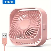Resim TOPK K51 Taşınabilir Mini USB for MASA Fanı, Yüksek Kaliteli Fırçasız Motor Sessiz Çalışma Yüksek Hava Akışı Şık Tasarım Yatak Odası Kişisel Küçük for MASA Fanı RV Ventilasyon, Pil Olmadan 