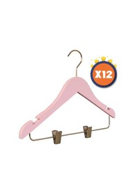 Resim Nyn Ahşap 3-7 Yaş Mandallı Çocuk Askısı Pembe Renk 12 Adet Pembe 