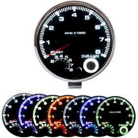 Resim Samdoo "3.75'' 7 Renkli Led Devir Göstergesi - 8000 Rpm - 12v Benzinli Araçlar İçin" 