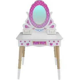 Resim Ahşap Güzellik Masası - Makyaj Seti - Ahşap Güzellik Seti - Makyaj Masası - Kuaför Oyuncak Seti 1 Adet 