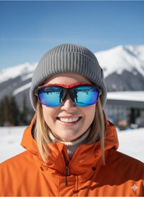 Resim EMC Kayak Gözlüğü Unisex Kırmızı Siyah UV Korumalı Antifog Ventilli Güneş Kar Snowboard Gözlüğü 