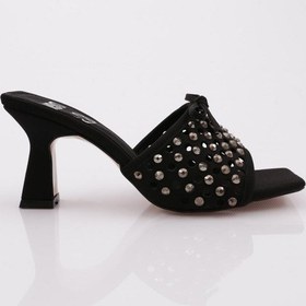 Resim Dgn 7256 Kadin Kurdela Detayli Topuklu Terlik 7256-424-R1671 Siyah 