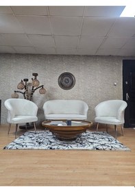 Resim Zafir Teddy Takım Krom Kaplama Sivriltme Ayak Çay Seti Koltuk - Berjer , Balkon, Salon, Ofis Krem 