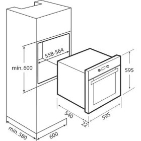 Resim Teka HE 715 SS Ankastre Fırın, Inox panel, Siyah cam kapak, 65LT 