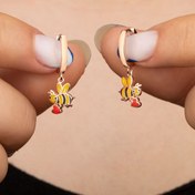 Resim Silvano Jewelry 925 Ayar Gümüş Rose Mineli Kalpli Çocuk Arı Küpe 