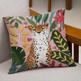Resim 1 adet MEMNUN Tropikal Orman Leopar Yastık Kılıfı 45.72x45.72 cm - Çift Taraflı Baskı, Fermuarlı Kapama, Canlı Orman & Leopar Tasarımı, İç Dolgu Dahil Değildir, Rustik Kulübe veya Çiftlik Evi Dekoru için Mükemmel, Leopar Dekorasyonu, Rustik Ev Dekoru, Orman Temalı Dekor, Dayanıklı Yastık Kılıfı 