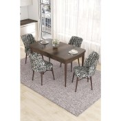 Resim Canisa Concept Eva Serisi, 80 x 132 cm Açılabilir Mdf Mutfak Masa Takımı, Barok Ahşap Desen Masa ve 4 Sandalye 