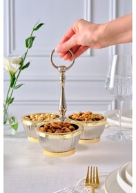 Resim Karaca Ring 3'lü Dekoratif Çerezlik Gold 19,5x23 Cm Altın 