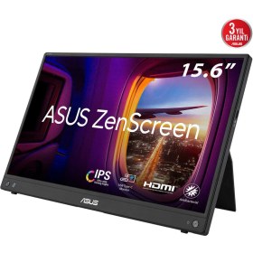 Resim Asus Zenscreen MB16AHV 15.6 IPS 1920X1080 5ms 60Hz 250CD Usb-C 3yıl Mat Ekran, Usb-C To A Adaptor, Düşük Mavi Işık, Antıbakteriyal Kaplama Taşınabilir USB Monıtor 