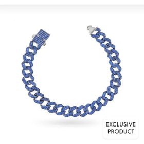 Resim RICH 925k SILVER DARK BLUE CUBA BRACELET (925K REAL SILVER) 