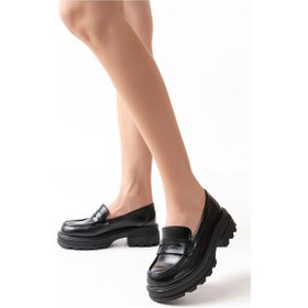 Resim Aska Shoes 746-759 Günlük Yüksek Tabanlı Loafer Ayakkabı Siyah Rugan 