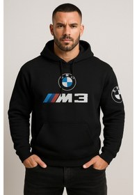 Resim Hmo Store Unisex Siyah Hoodie Bmw Logolu Rahat Kesim Siyah 