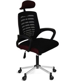 Resim Türksit Karizma File Müdür Koltuk Metalik Gri Boyalı Ayak Siyah-Bordo 