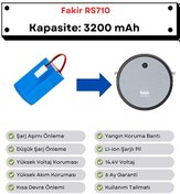 Resim Robotyedek Fakir RS710 Uyumlu 14.4V 3200 mAh Robot Süpürge Pili 