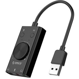 Resim Orico USB 2.0 TRS TRRS 3.5 mm Ses Ayar Tekerlekli Jack Girişli Harici Ses Kartı Siyah 