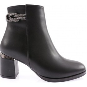 Resim Dgn 403 Kadin Siler Taşli İki İpli Yandan Fermuarli Topuklu Bot 403-1423-R1534 Siyah 