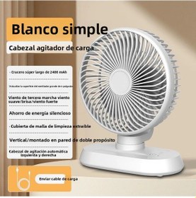 Resim Salınımlı Kafa Masaüstü Elektrikli Vantilatör 2400mah Beyaz 